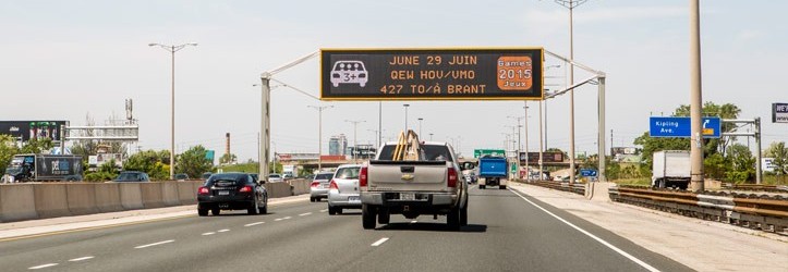 Road signage over a highway road